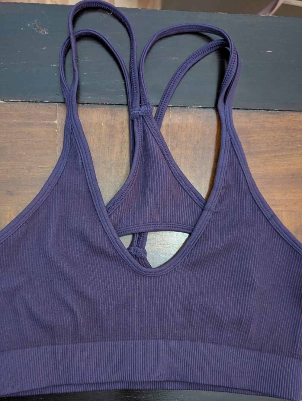 Free People Ribbed Racerback Bralette - Plum Size XL